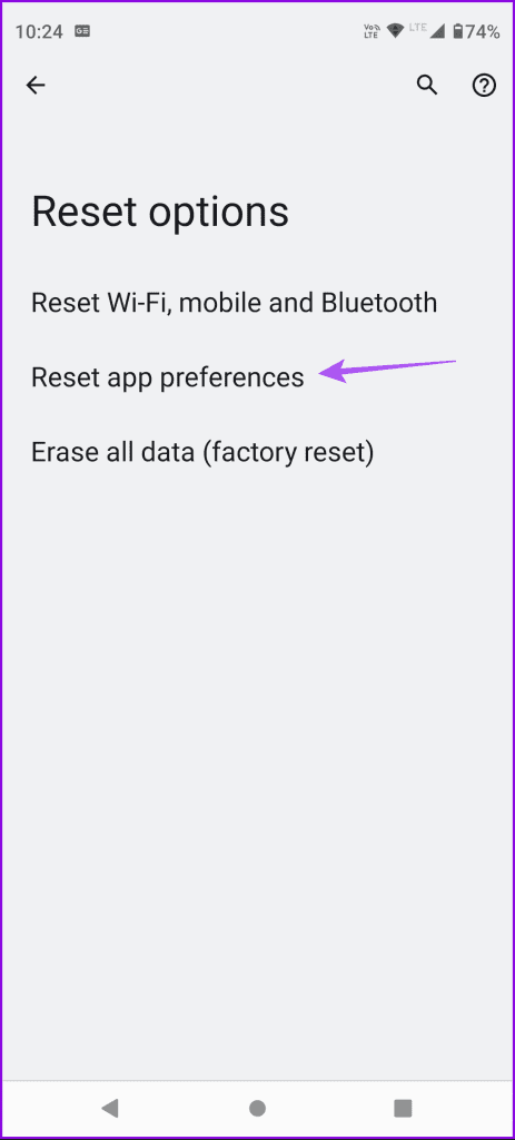 reset app preferences settings android