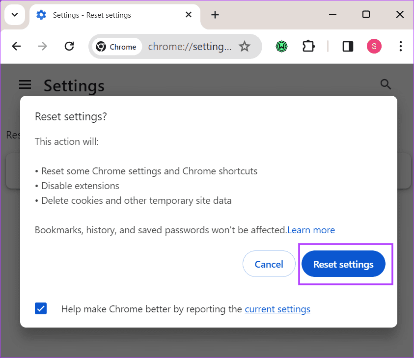 reset chrome settings 4 1