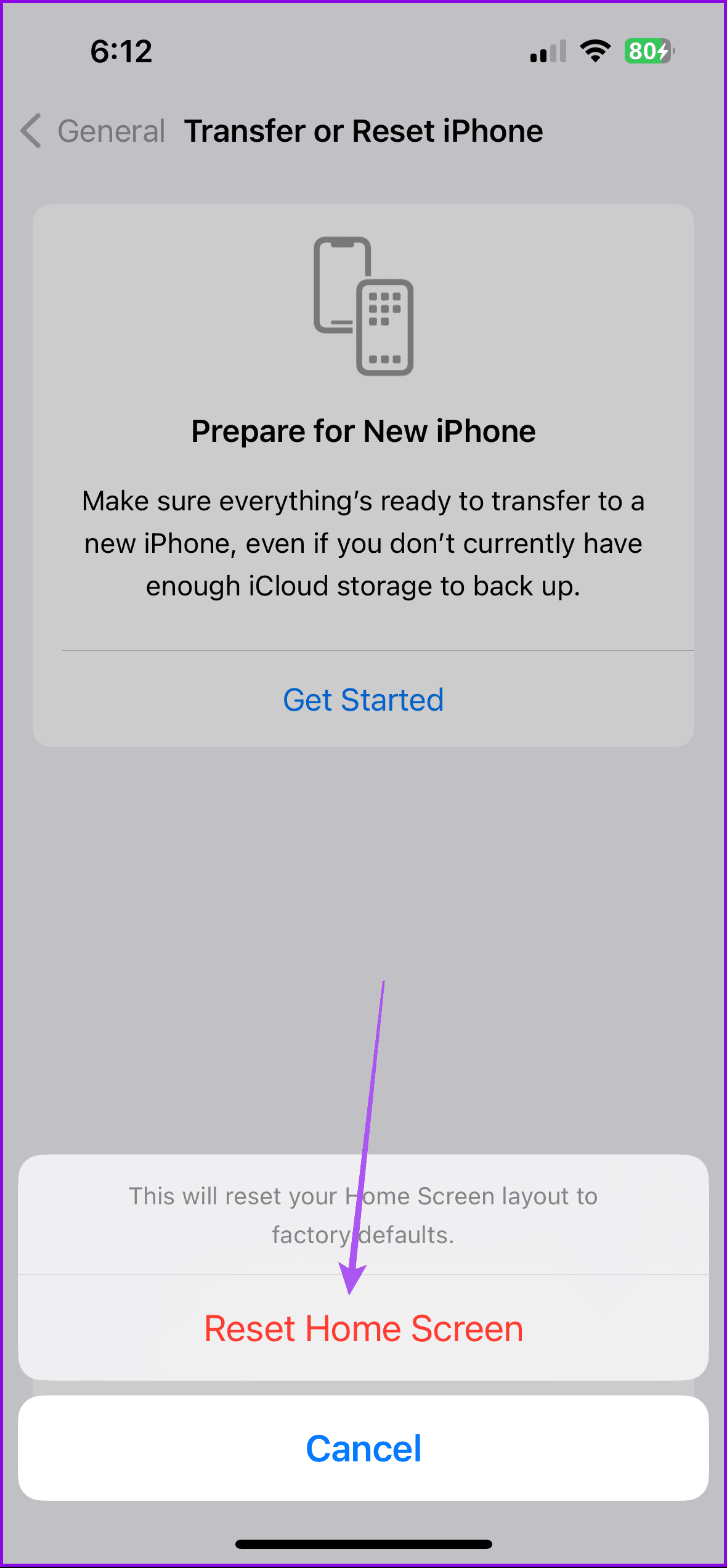 reset home screen on iphone 1