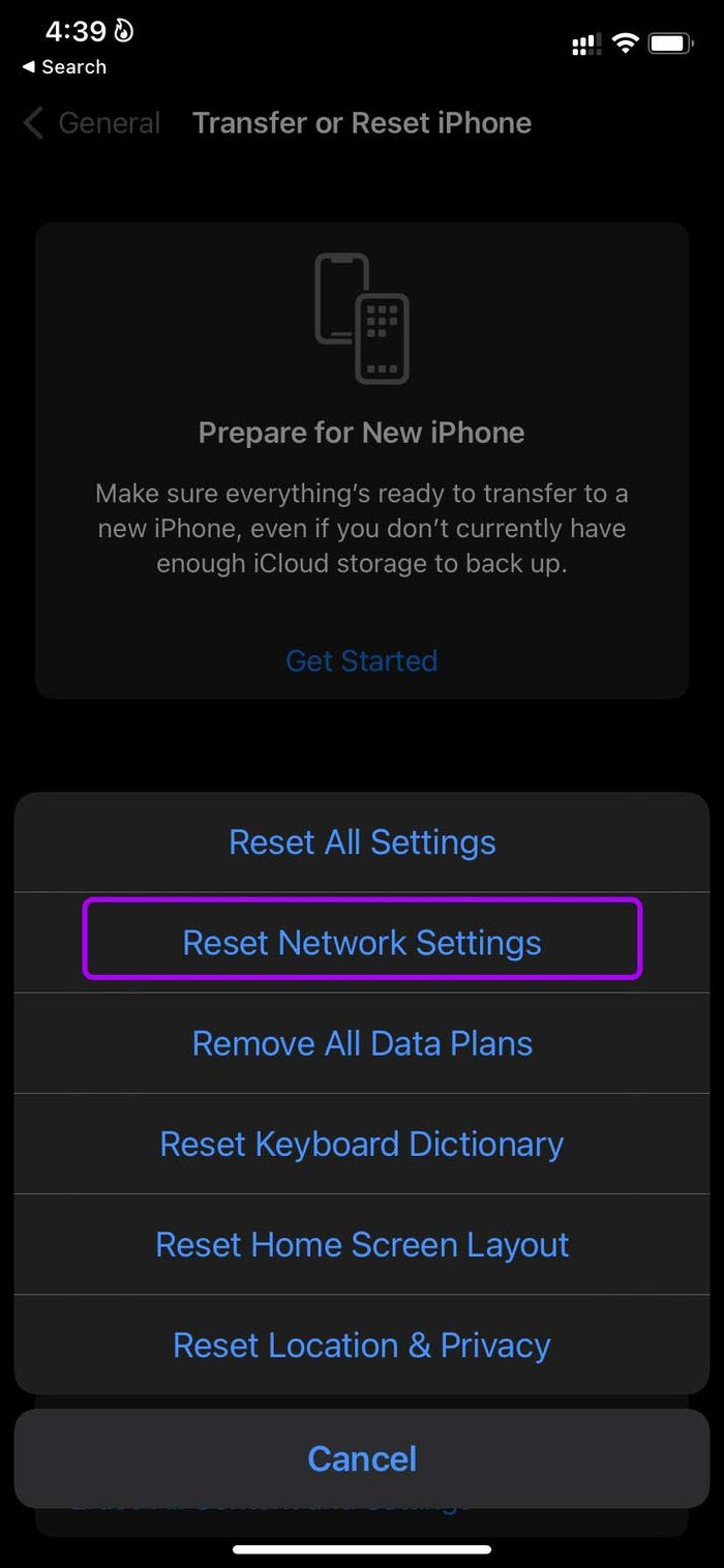 Reset network settings fix unable to answer calls on i Phone
