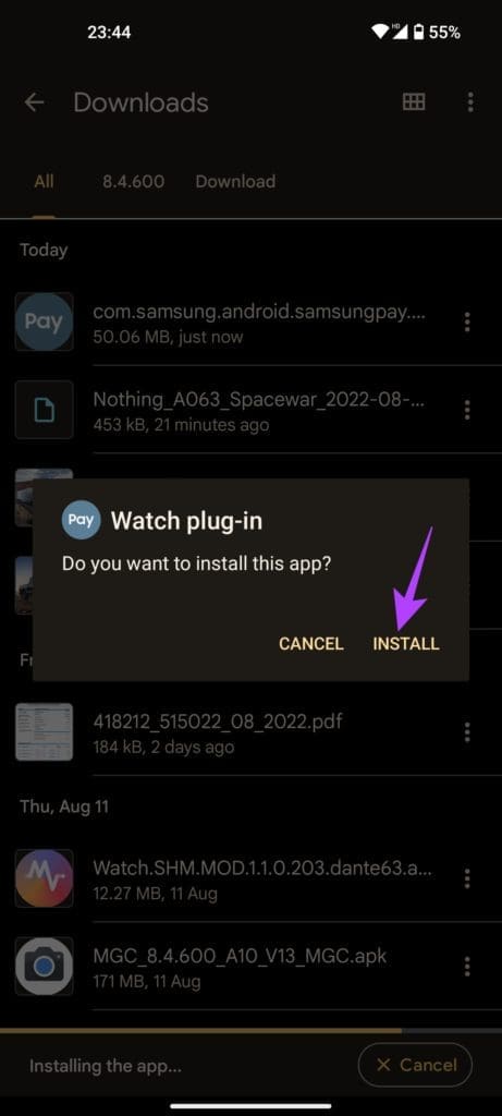 Install Samsung Pay watch plug-in on smartphone