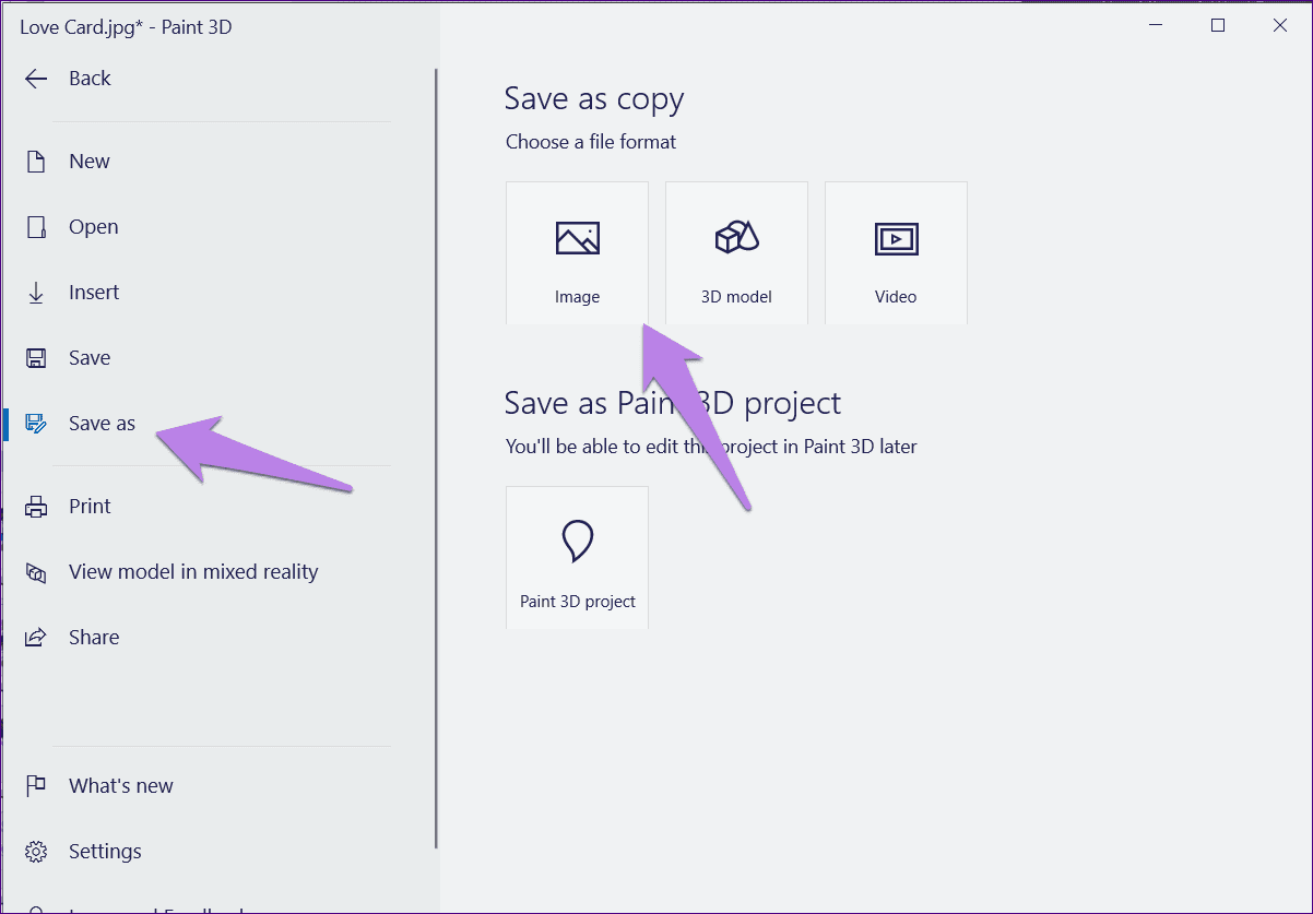 Save magic select image in paint 3d 10