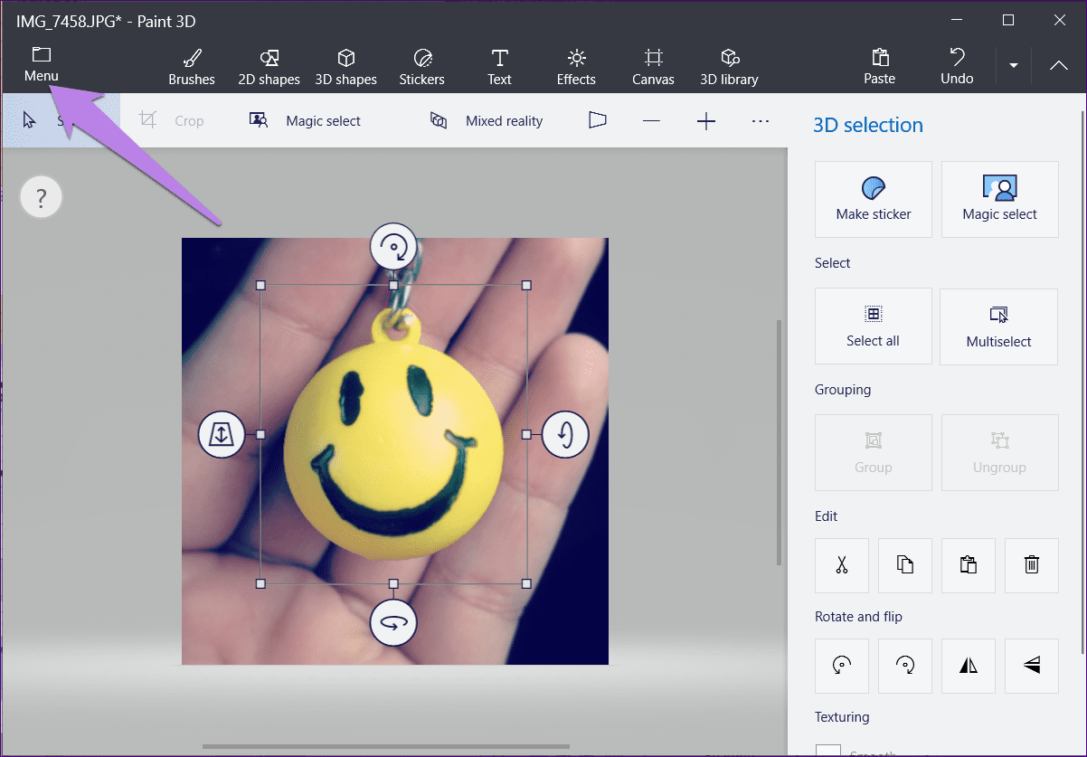 Save magic select image in paint 3d 22