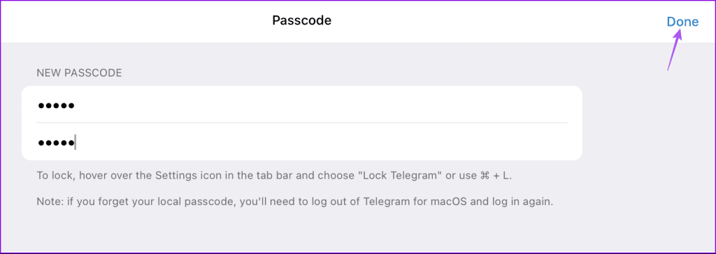 save passcode telegram desktop