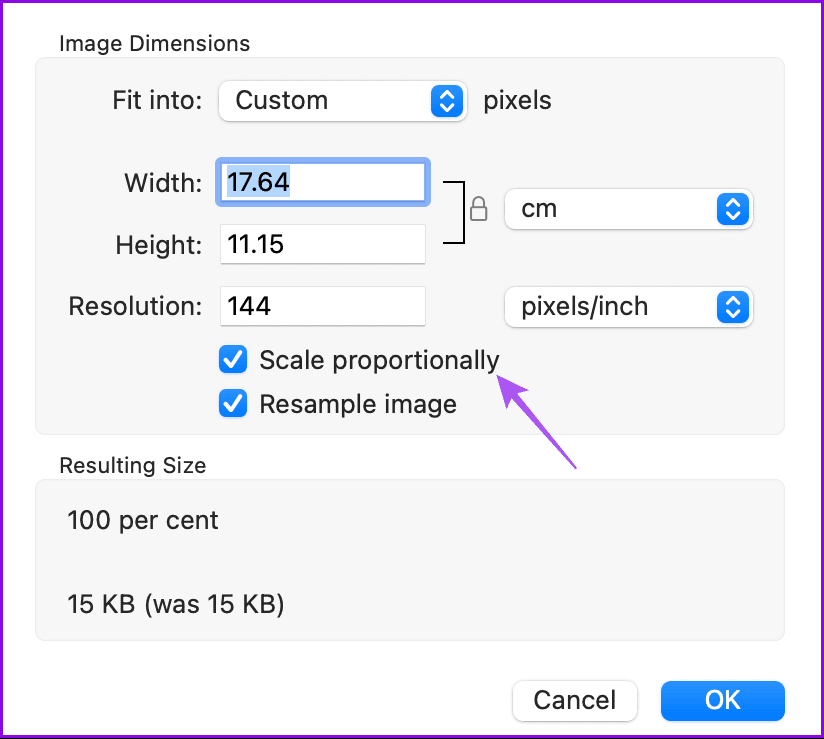 scale proportionately adjust size preview mac