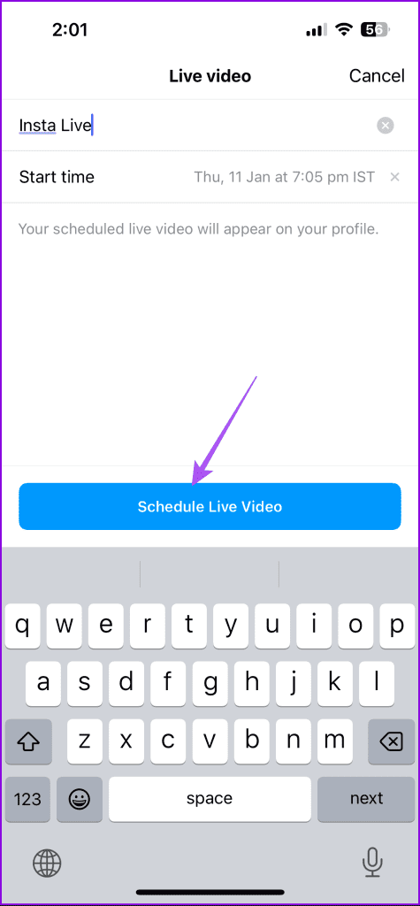 schedule live video instagram 