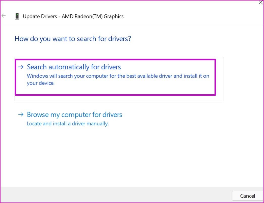 Search for drivers windows 11 not detecting HDMI monitor