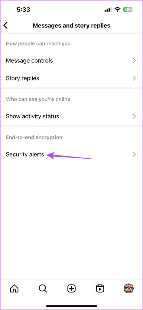 security alerts encrypted chats instagram