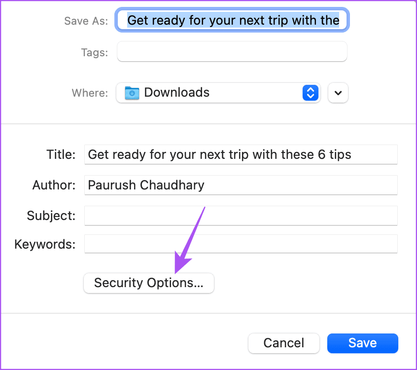 securiy options print mail app mac