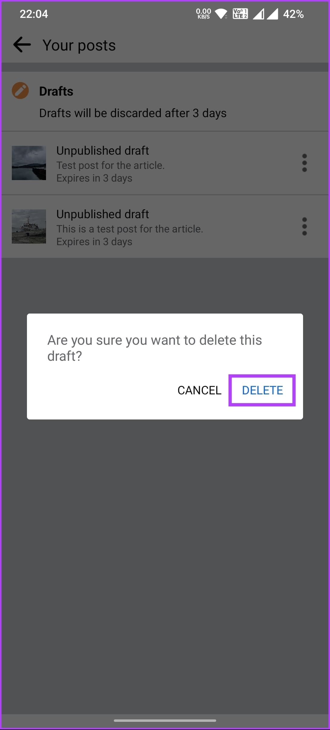select Delete