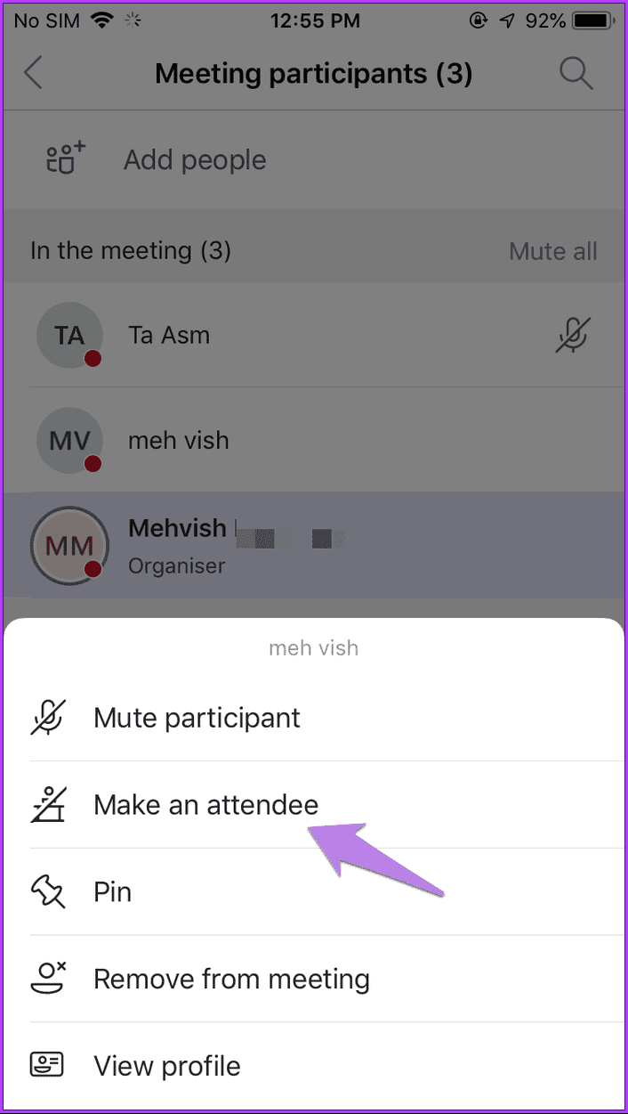 select Make an attendee