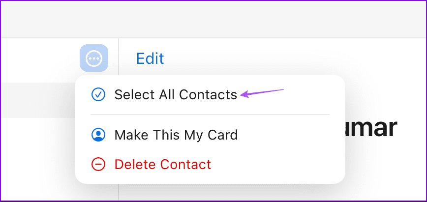 select all contacts icloud website