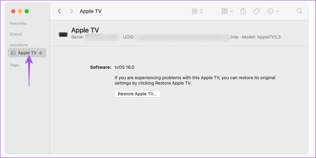 select apple tv finder mac