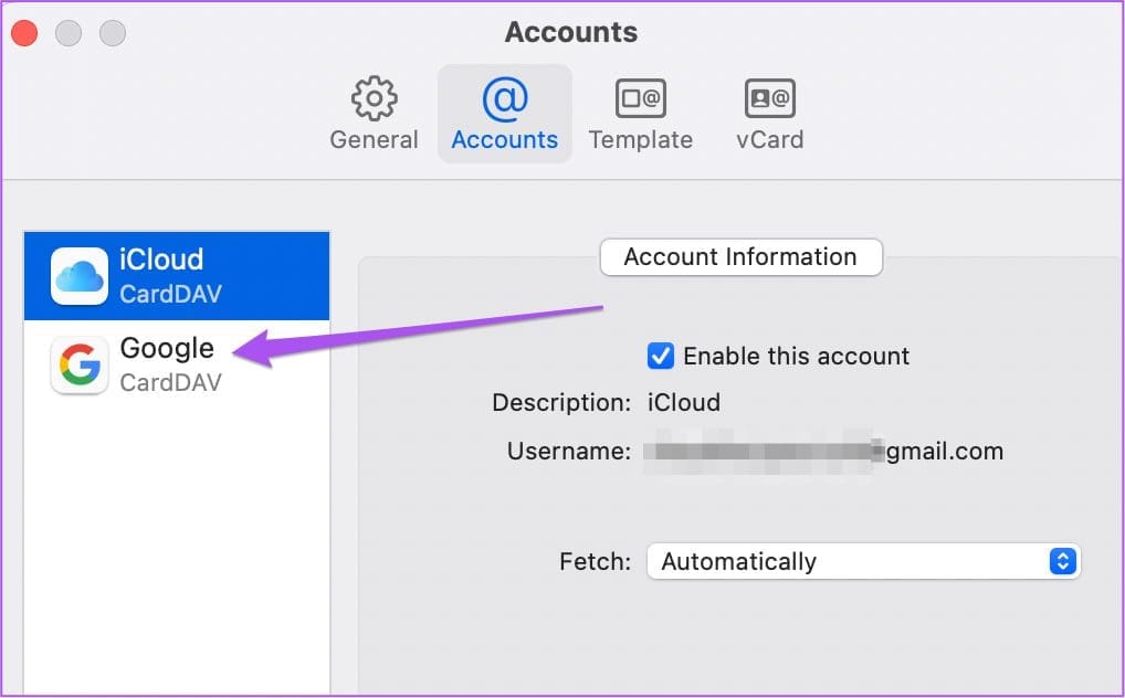 choose google account settings contacts mac