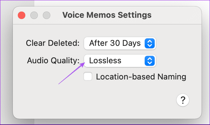 select lossless audio quality voice memos mac