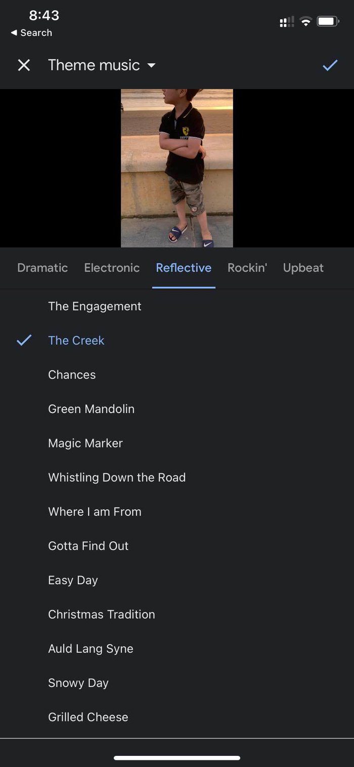 Select music to add in google photos