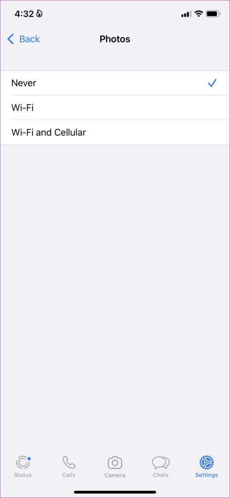 select never on iPhone 1