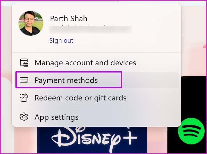 Select payment methods