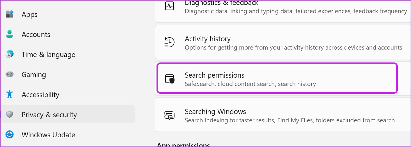 search permission on Windows