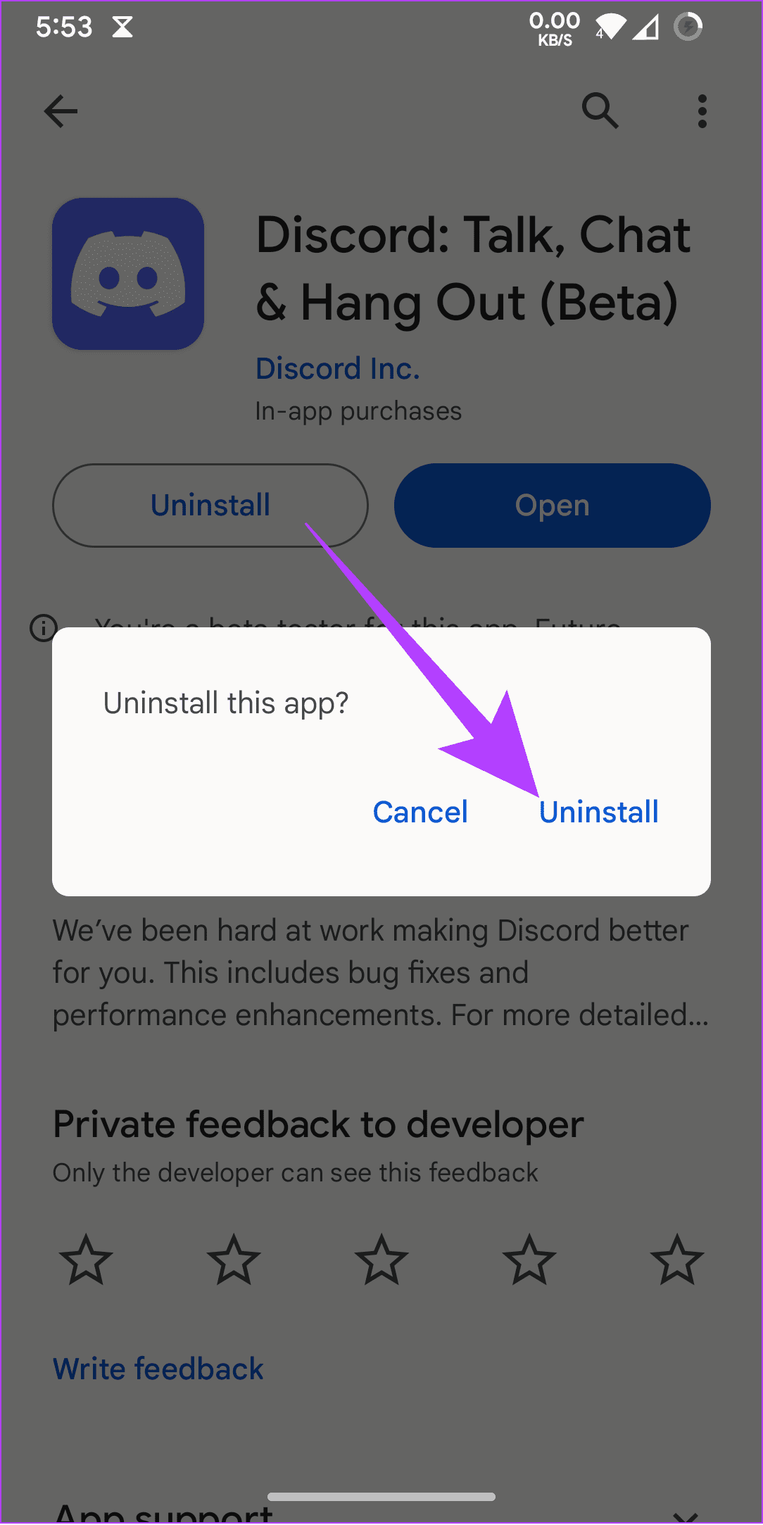 select uninstall to confirm 1