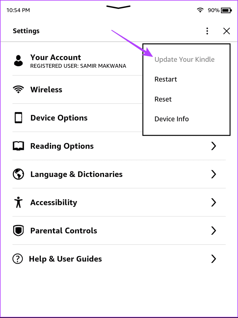 select update your kindle