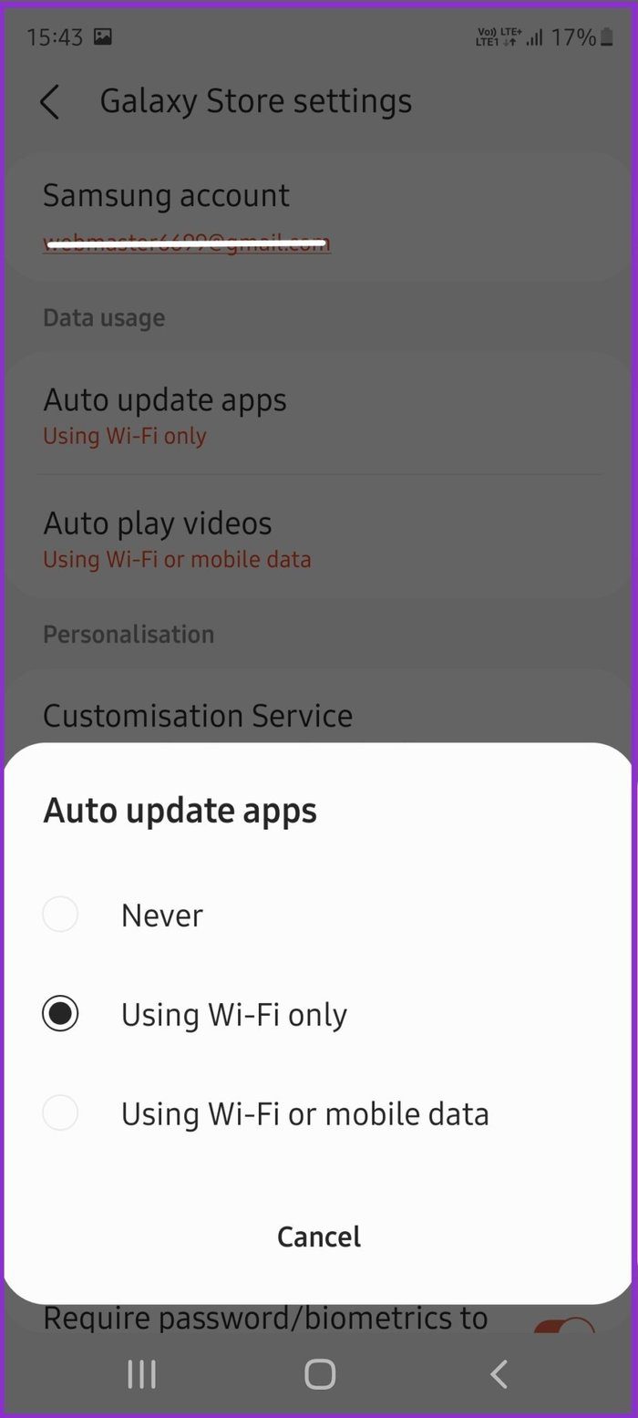 Select using wifi only or dont update apps
