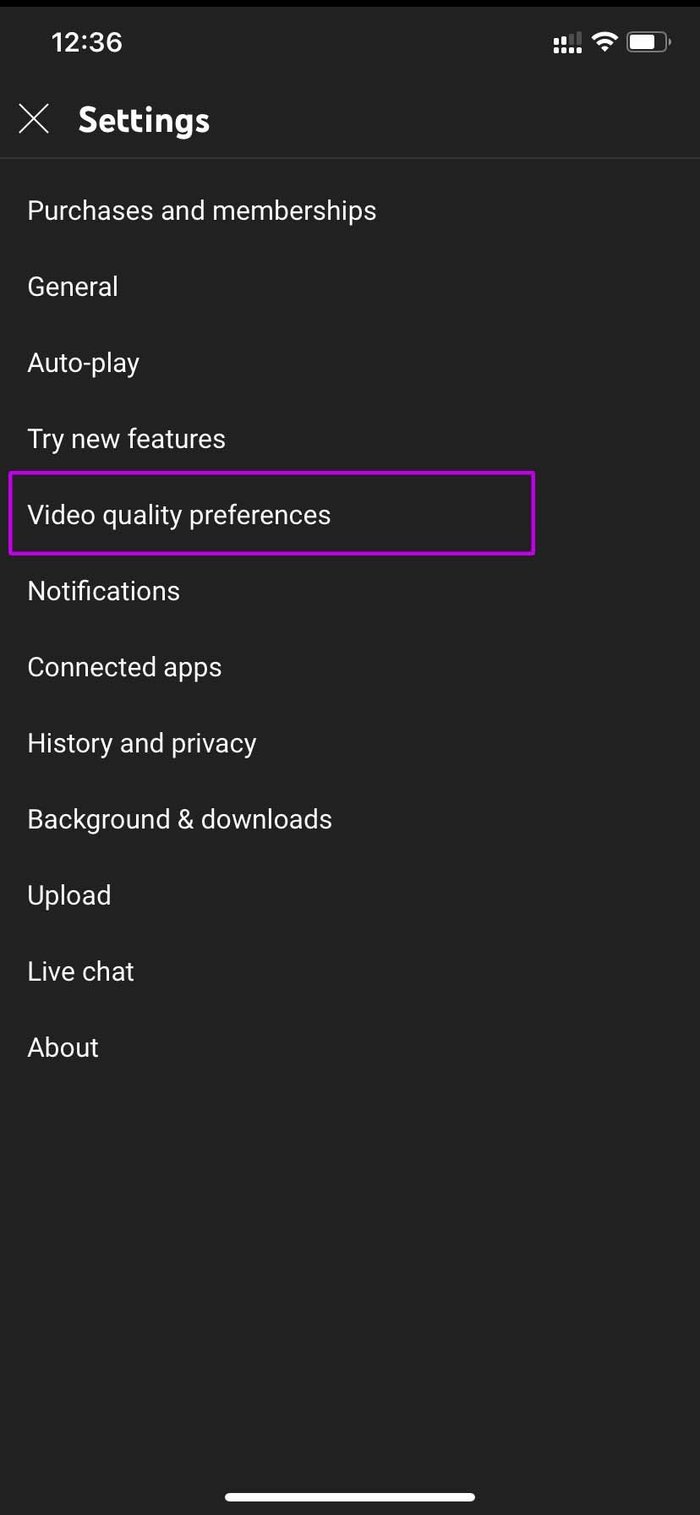 Select video quality preferences