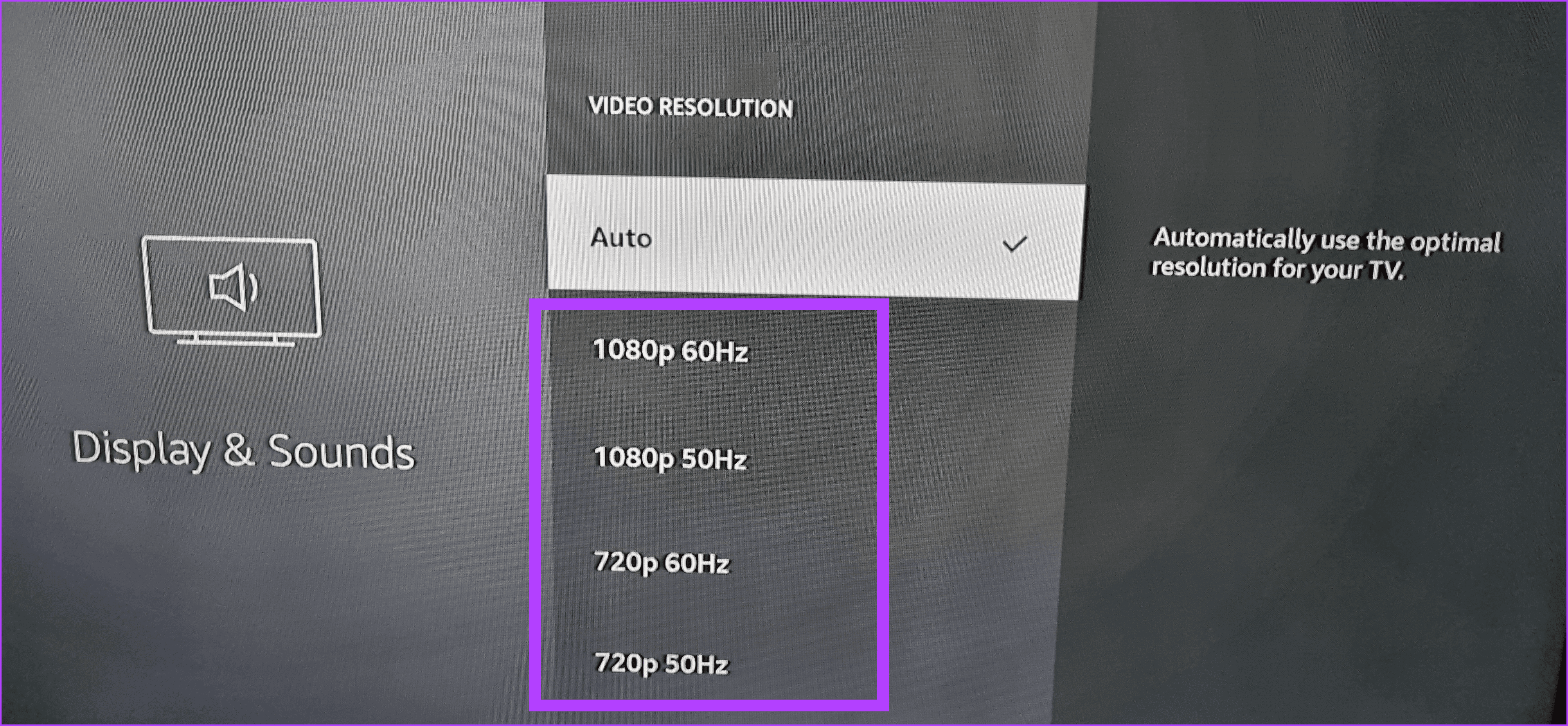 select video resolution