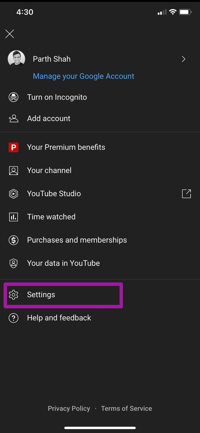 Select youtube setting