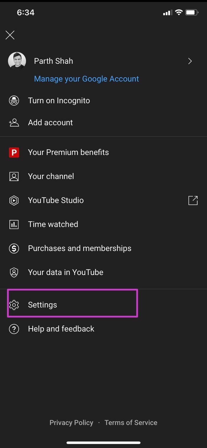 Select youtube settings