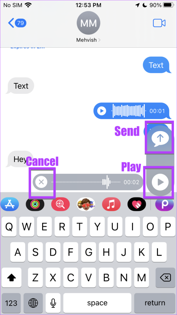 Send voice message on iOS 15 iPhone.