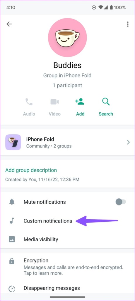 Tap Custom notifications