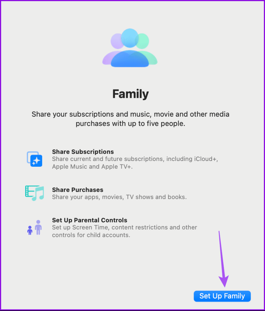 set up family sharing mac