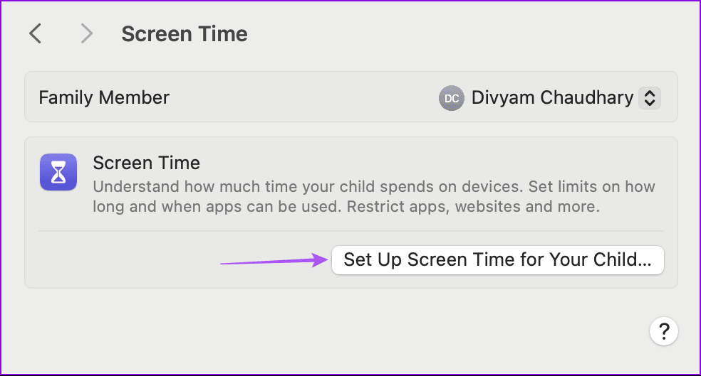 set up screen time for your child settings mac