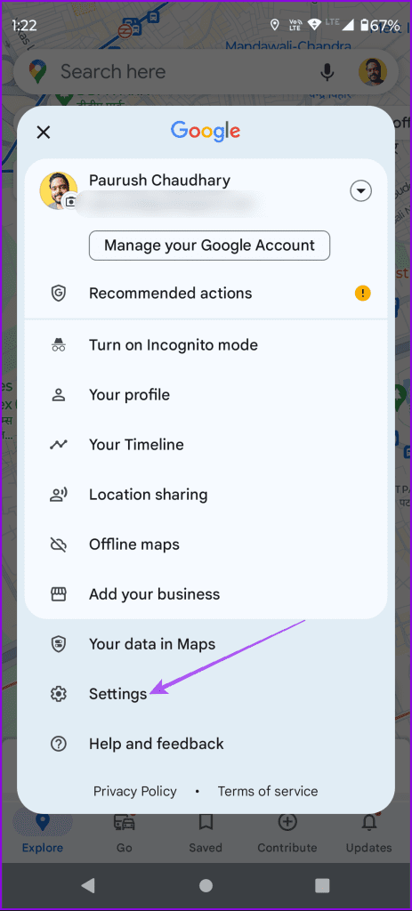 settings google maps
