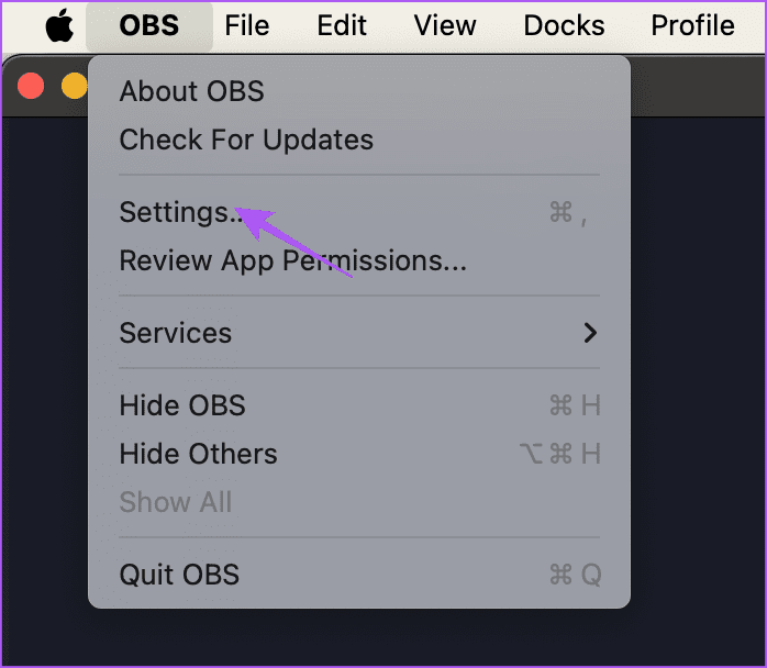 settings obs mac