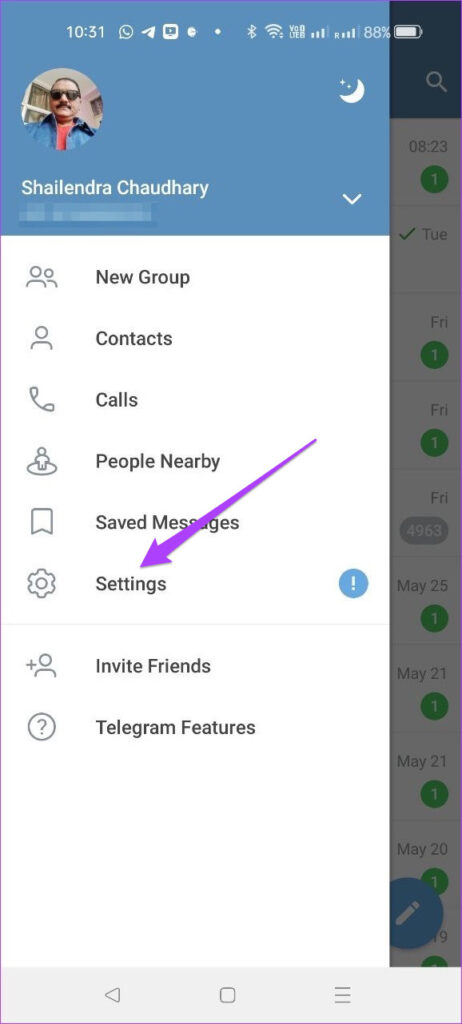 settings Telegram android