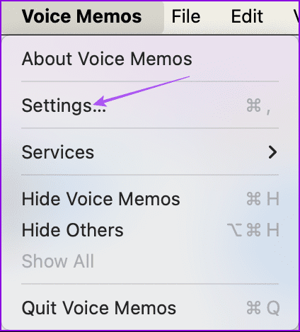 settings voice memos mac