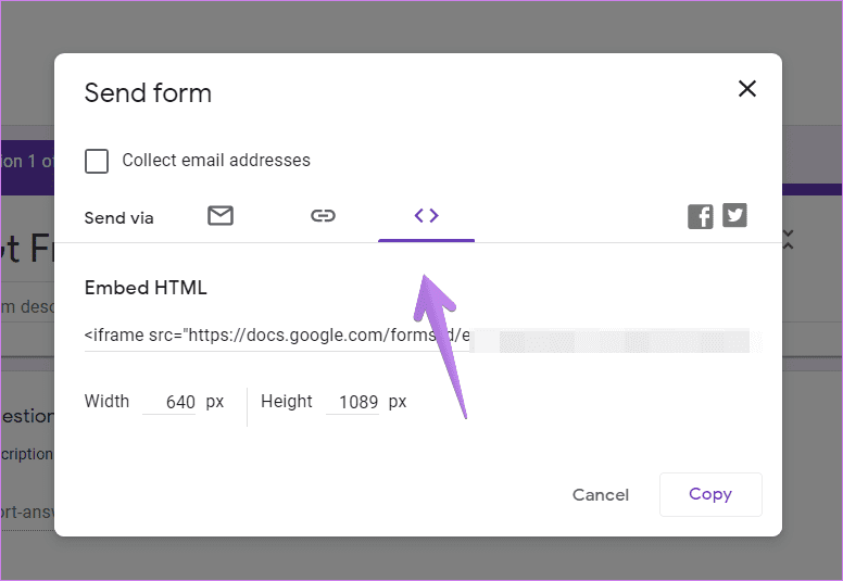 share google forms with others embed