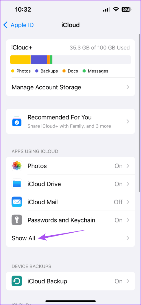 show all apps icloud settings iphone 1