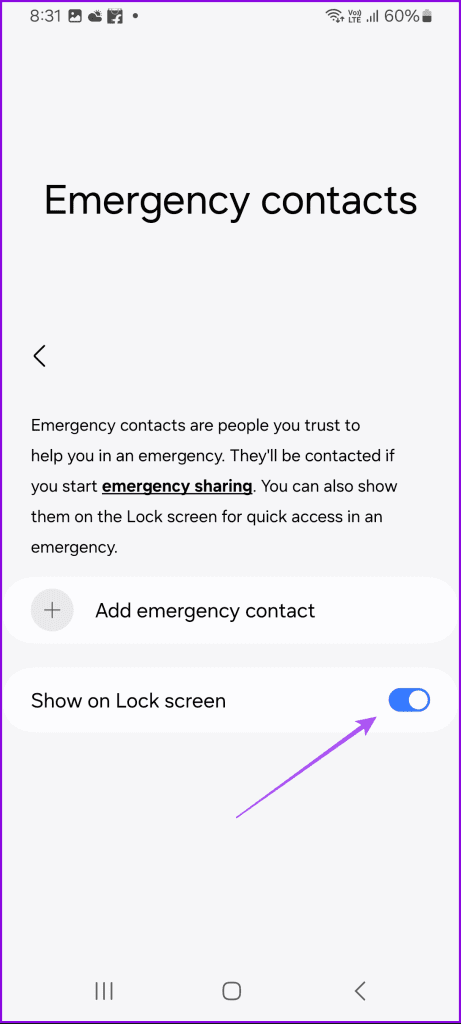 show emergency contacts on lock screen samsung
