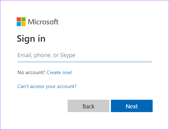 Sign in to Microsoft account

