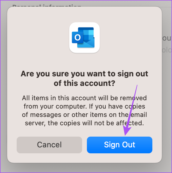 sign out outlook on mac