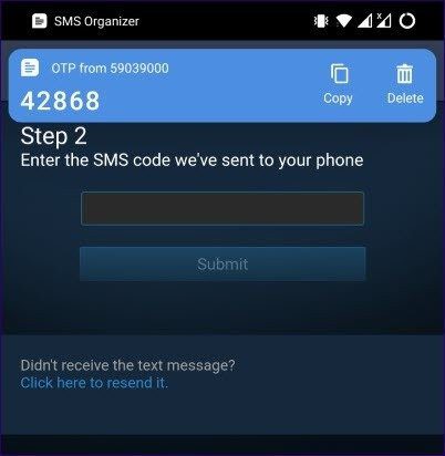 Sms code verify mobile