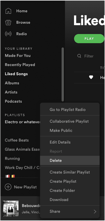Spotify remove playlist