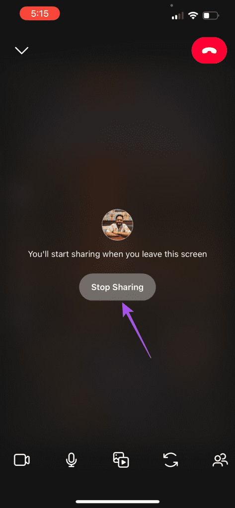 stop sharing screen instagram video call mobile