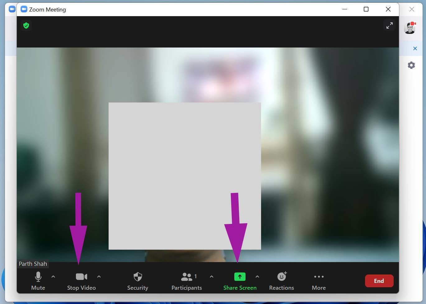Stop video before screen sharing
