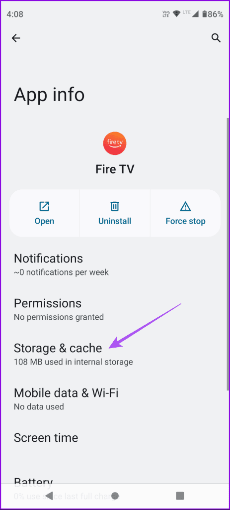 storage and cache fire tv remote app android