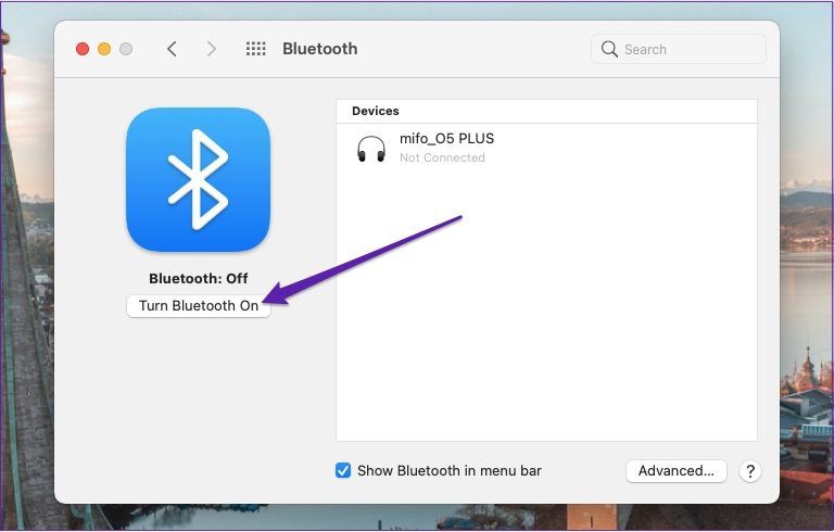 Switch bluetooth on system preferences mac