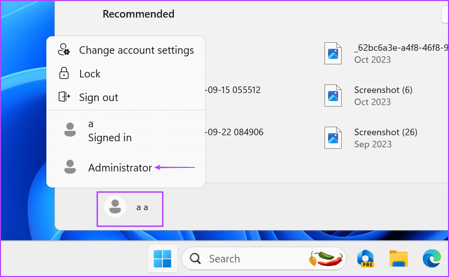 switch to admin account